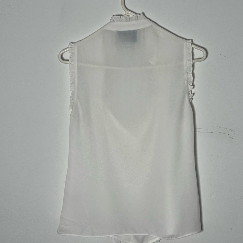 Alexis White Tie Neck Ruffle Sleeveless Blouse - Picture 2 of 8